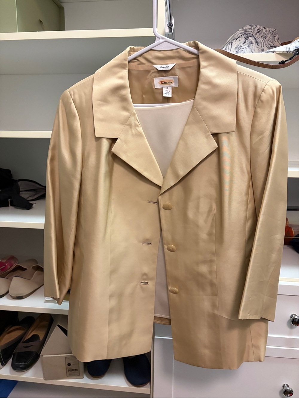 Talbots Silk Gold/Beige Tailored Blazer Jacket and Reversible Cami